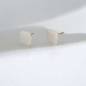 Gold Plated Square Mother Of Pearl Post Earrings